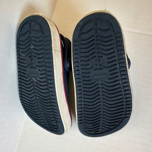 Crocs Navy Blue White Red Off Court Slip On Clog Sandals Size Baby Infant 7 - Picture 5 of 9